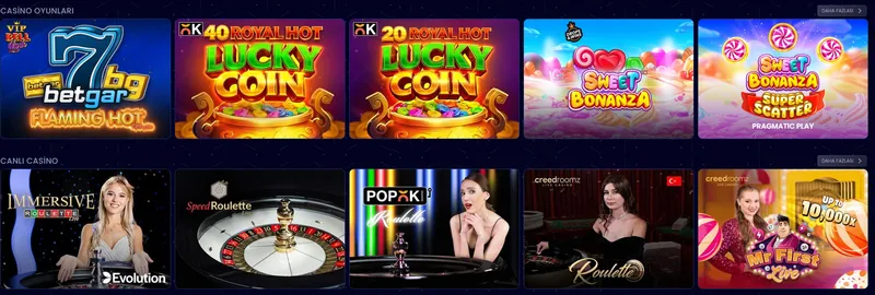 Betgar casino oyunları ve canlı casino masaları 2026